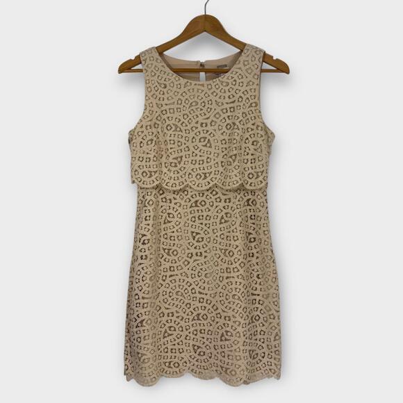 J. Crew Dresses & Skirts - J. Crew Women’s Size 4 Small Cream Beige Lace Overlay Sleeveless Mini Dress
